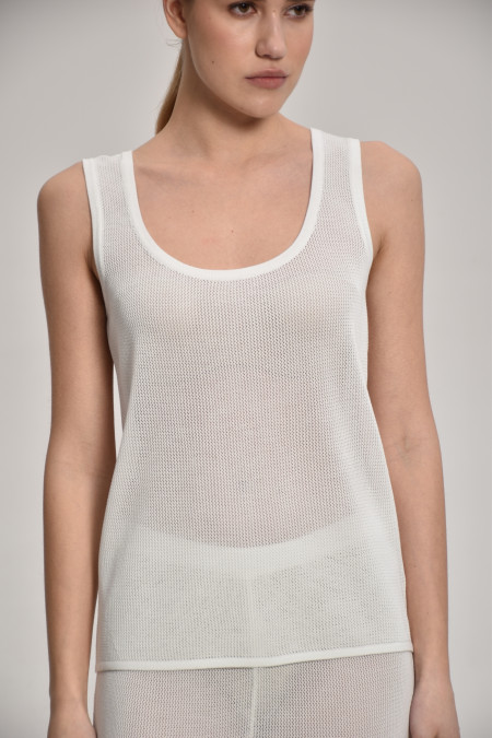 Трикотажная майка из кружевной сетки белая