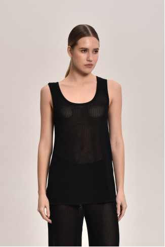 Трикотажная туника из кружевной сетки черная