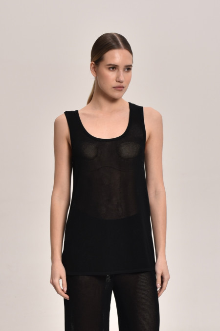 Трикотажна туніка з мереживної сітки чорна