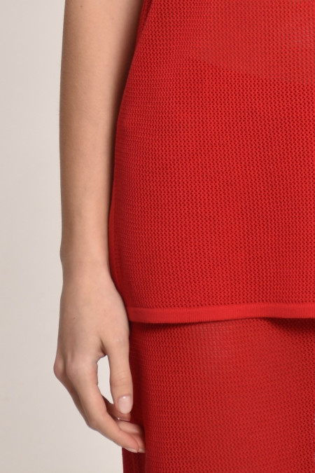Трикотажна туніка з мереживної сітки червона