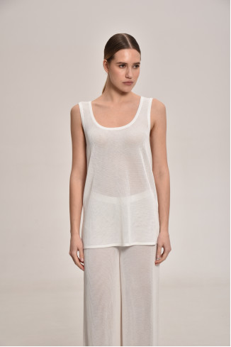 Трикотажная туника из кружевной сетки белая