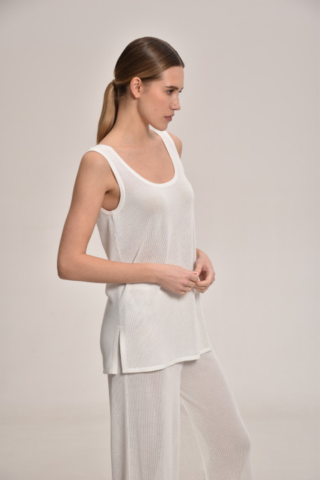 White Lace Mesh Tunic