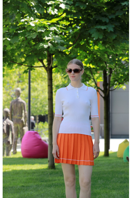 Short Pleated Orange Skirt