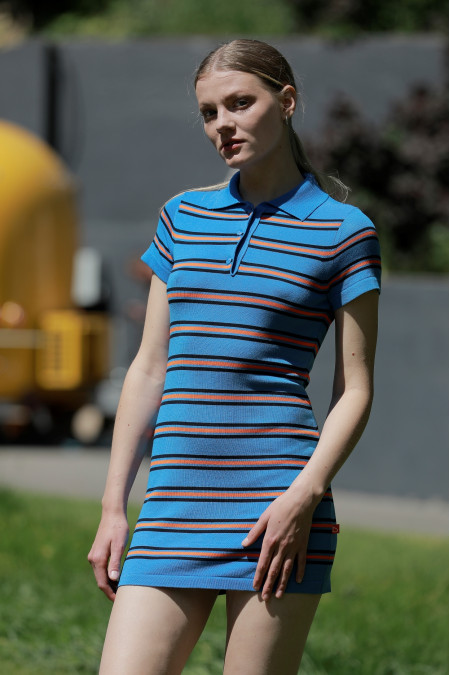 Striped Blue Polo Dress