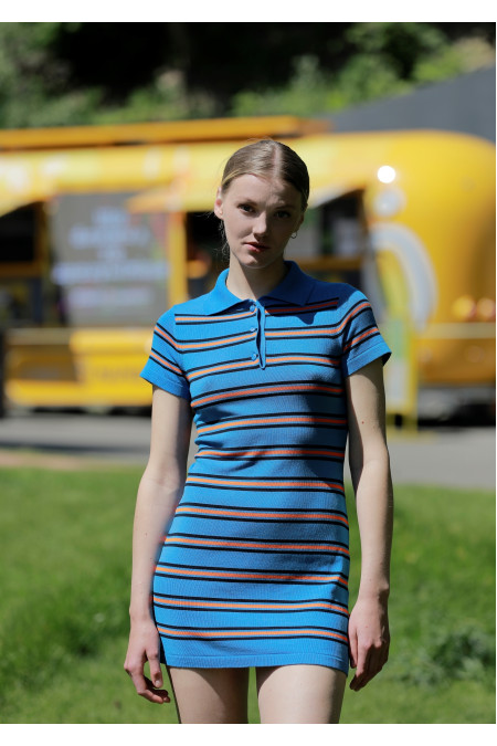 Striped Blue Polo Dress