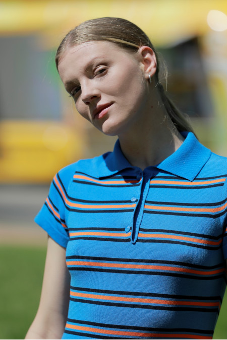 Striped Blue Polo Dress