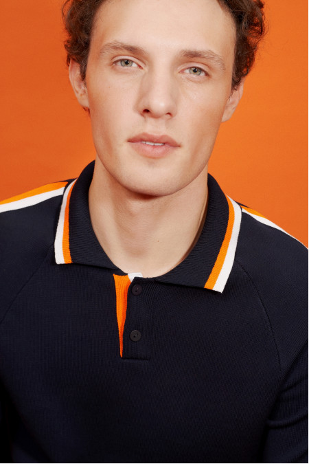 Поло унисекс с рукавом 1/2 темно-синее