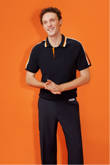 Поло унисекс с рукавом 1/2 темно-синее