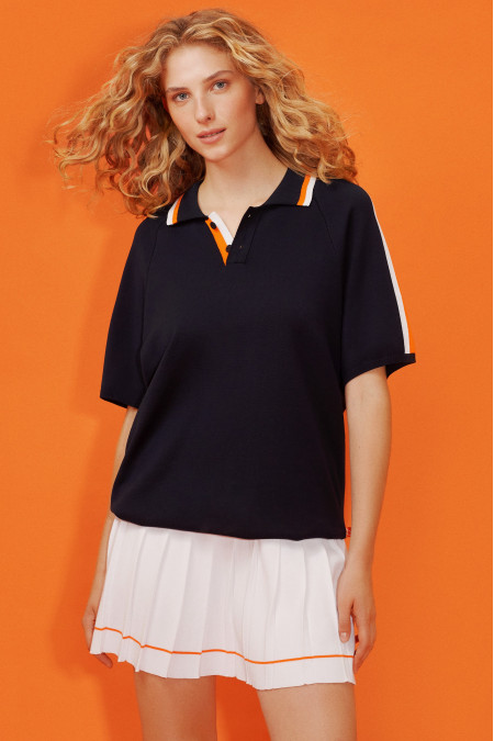 Поло унисекс с рукавом 1/2 темно-синее