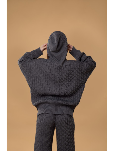 Худі в косички RITO x brabrabra з вовни сіре