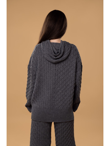 Худі в косички RITO x brabrabra з вовни сіре