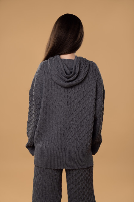Cable-knit RITO x brabrabra Grey Wool Hoodie Cable-knit RITO x brabrabra Grey Wool Hoodie