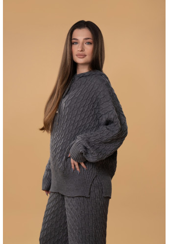 Худі в косички RITO x brabrabra з вовни сіре