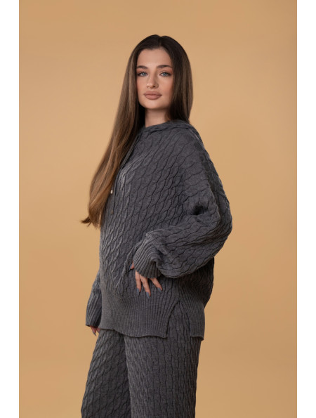 Худі в косички RITO x brabrabra з вовни сіре