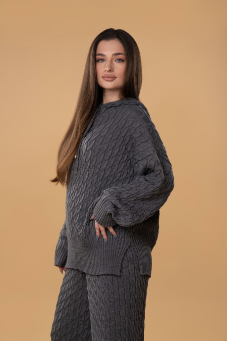 Cable-knit RITO x brabrabra Grey Wool Hoodie Cable-knit RITO x brabrabra Grey Wool Hoodie