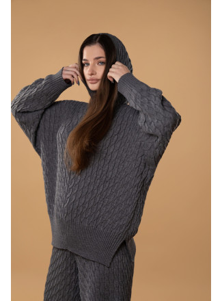 Худі в косички RITO x brabrabra з вовни сіре