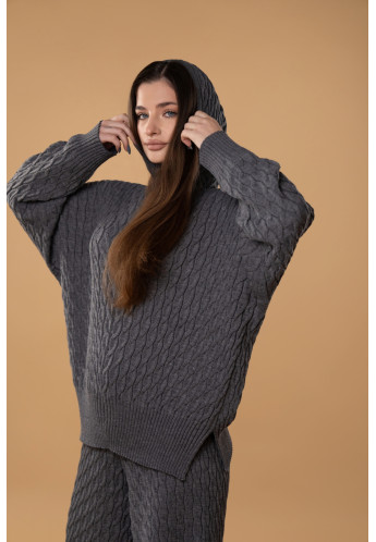 Худі в косички RITO x brabrabra з вовни сіре