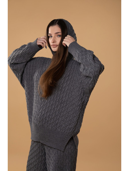 Худі в косички RITO x brabrabra з вовни сіре