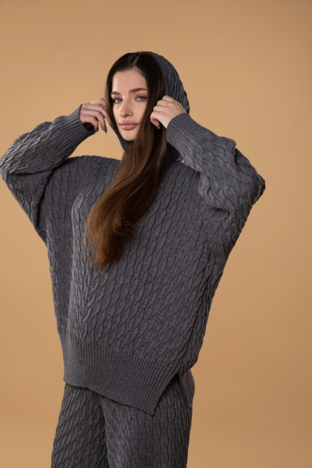 Cable-knit RITO x brabrabra Grey Wool Hoodie Cable-knit RITO x brabrabra Grey Wool Hoodie