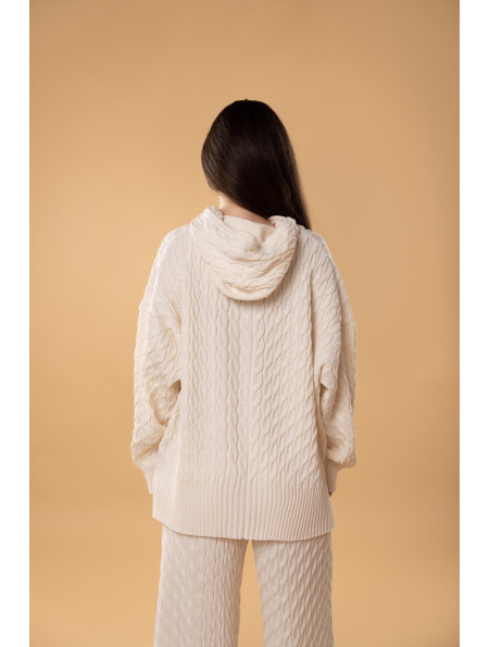 Худі в косички RITO x brabrabra з вовни молочне