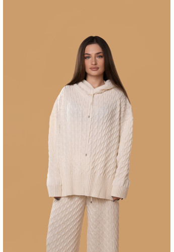 Худі в косички RITO x brabrabra з вовни молочне