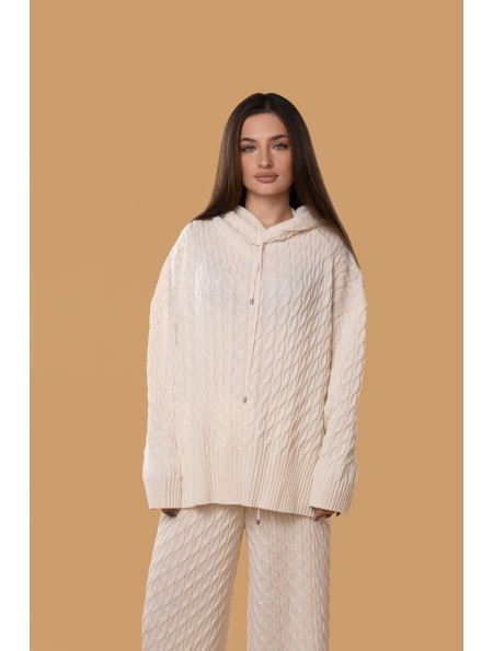 Худі в косички RITO x brabrabra з вовни молочне