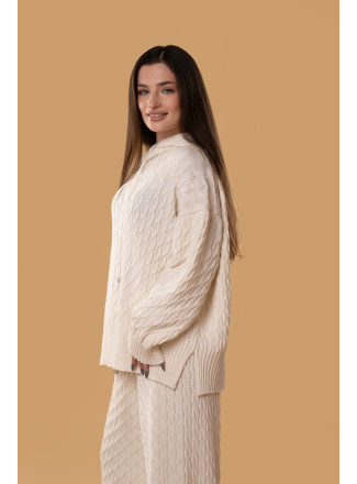 Худі в косички RITO x brabrabra з вовни молочне