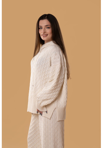 Худі в косички RITO x brabrabra з вовни молочне