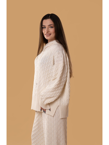 Худі в косички RITO x brabrabra з вовни молочне