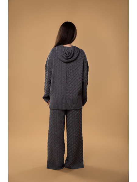 Худі в косички RITO x brabrabra з вовни сіре