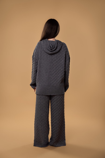 Cable-knit RITO x brabrabra Grey Wool Hoodie Cable-knit RITO x brabrabra Grey Wool Hoodie