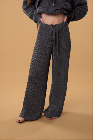 Cable-knit RITO x brabrabra Grey Wool Pants