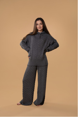 Cable-knit RITO x brabrabra Grey Wool Pants