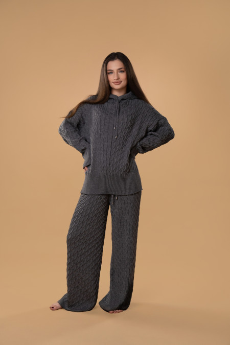 Cable-knit RITO x brabrabra Grey Wool Hoodie Cable-knit RITO x brabrabra Grey Wool Hoodie