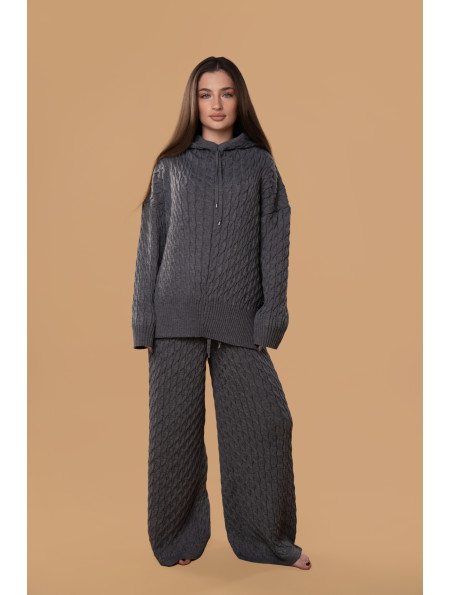 Худі в косички RITO x brabrabra з вовни сіре