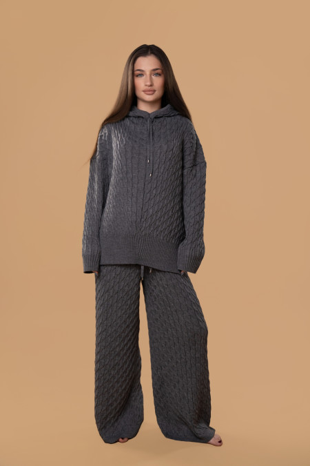 Cable-knit RITO x brabrabra Grey Wool Hoodie Cable-knit RITO x brabrabra Grey Wool Hoodie