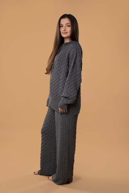 Cable-knit RITO x brabrabra Grey Wool Hoodie Cable-knit RITO x brabrabra Grey Wool Hoodie