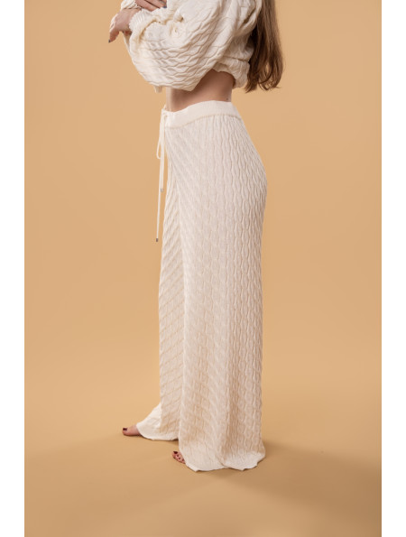 Штани в косички RITO x brabrabra з вовни молочні Штани в косички RITO x brabrabra з вовни молочні