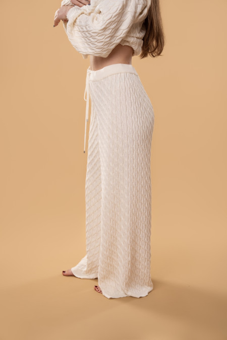 Cable-knit RITO x brabrabra Off-White Wool Pants Cable-knit RITO x brabrabra Off-White Wool Pants