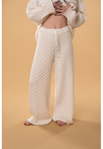 Штани в косички RITO x brabrabra з вовни молочні