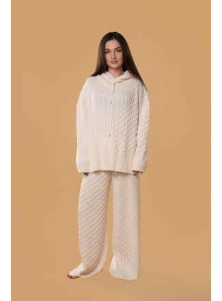 Штани в косички RITO x brabrabra з вовни молочні