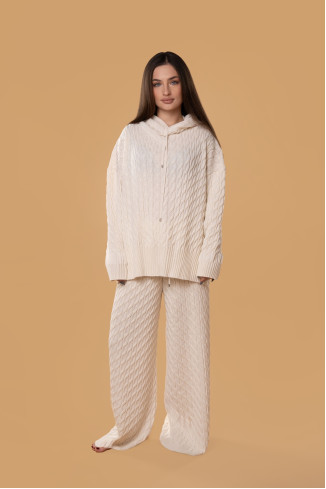 Cable-knit RITO x brabrabra Off-White Wool Pants