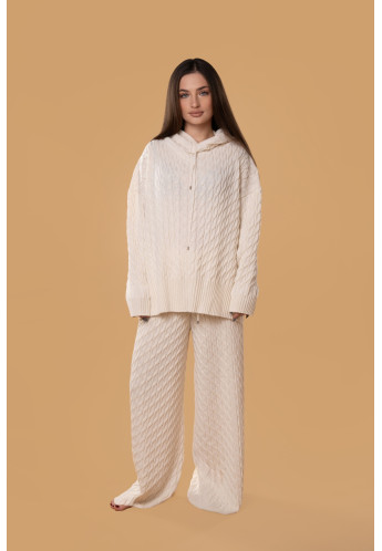 Штани в косички RITO x brabrabra з вовни молочні