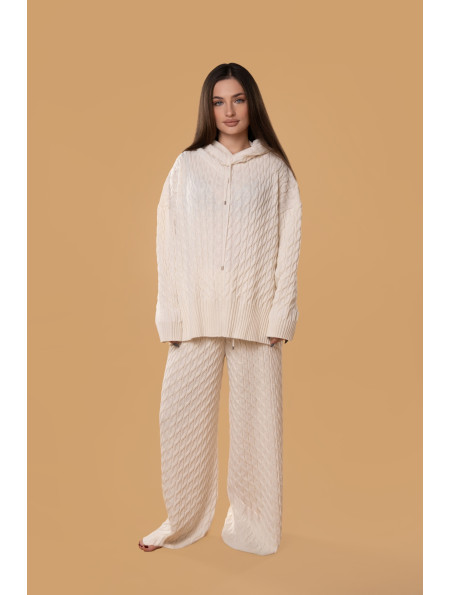 Худі в косички RITO x brabrabra з вовни молочне