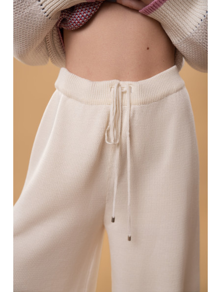 Широкі штани RITO x brabrabra з вовни молочні