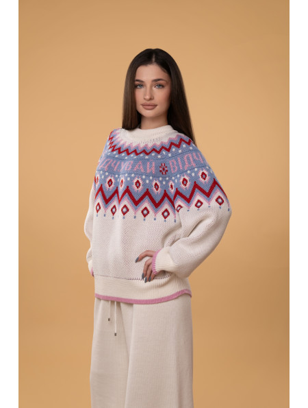 Светр "Відчувай" RITO x brabrabra з вовни молочний