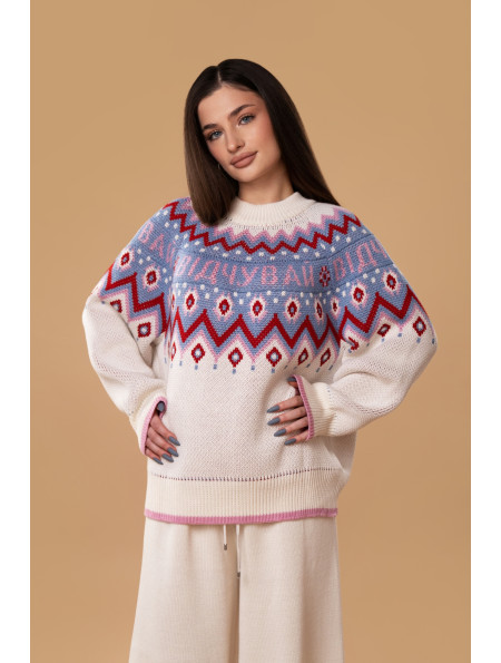 Светр "Відчувай" RITO x brabrabra з вовни молочний