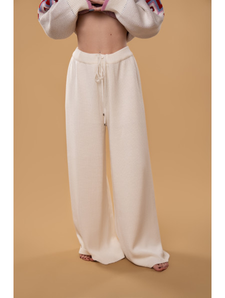 Широкі штани RITO x brabrabra з вовни молочні