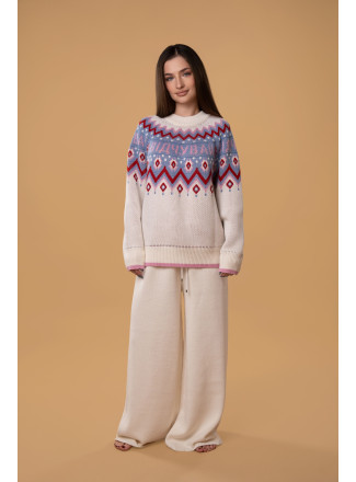 Широкі штани RITO x brabrabra з вовни молочні