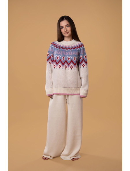 Светр "Відчувай" RITO x brabrabra з вовни молочний